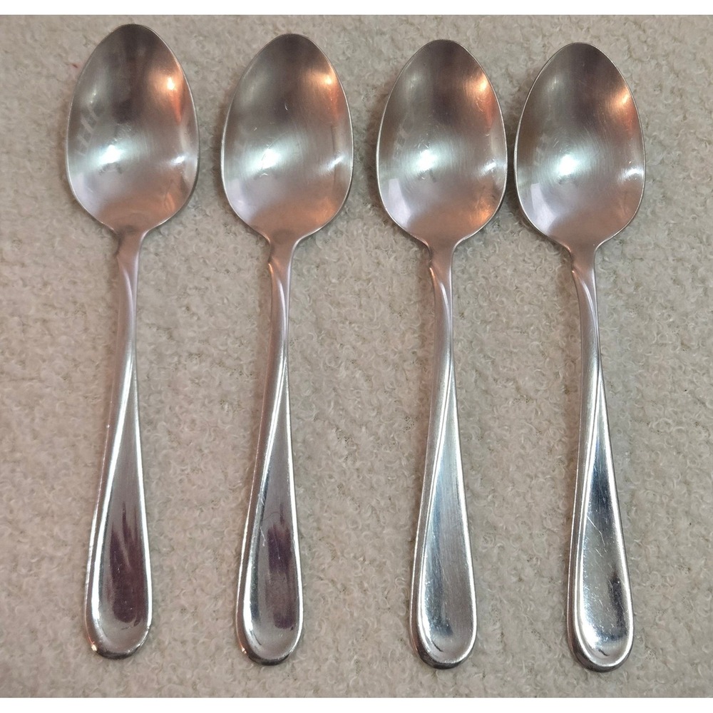 Set of 4 Flight Reliance Oneida Stainless Glossy 6 Inch Sugar Spoons Silverware